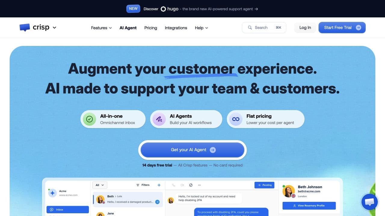 Crisp product website, September 2026