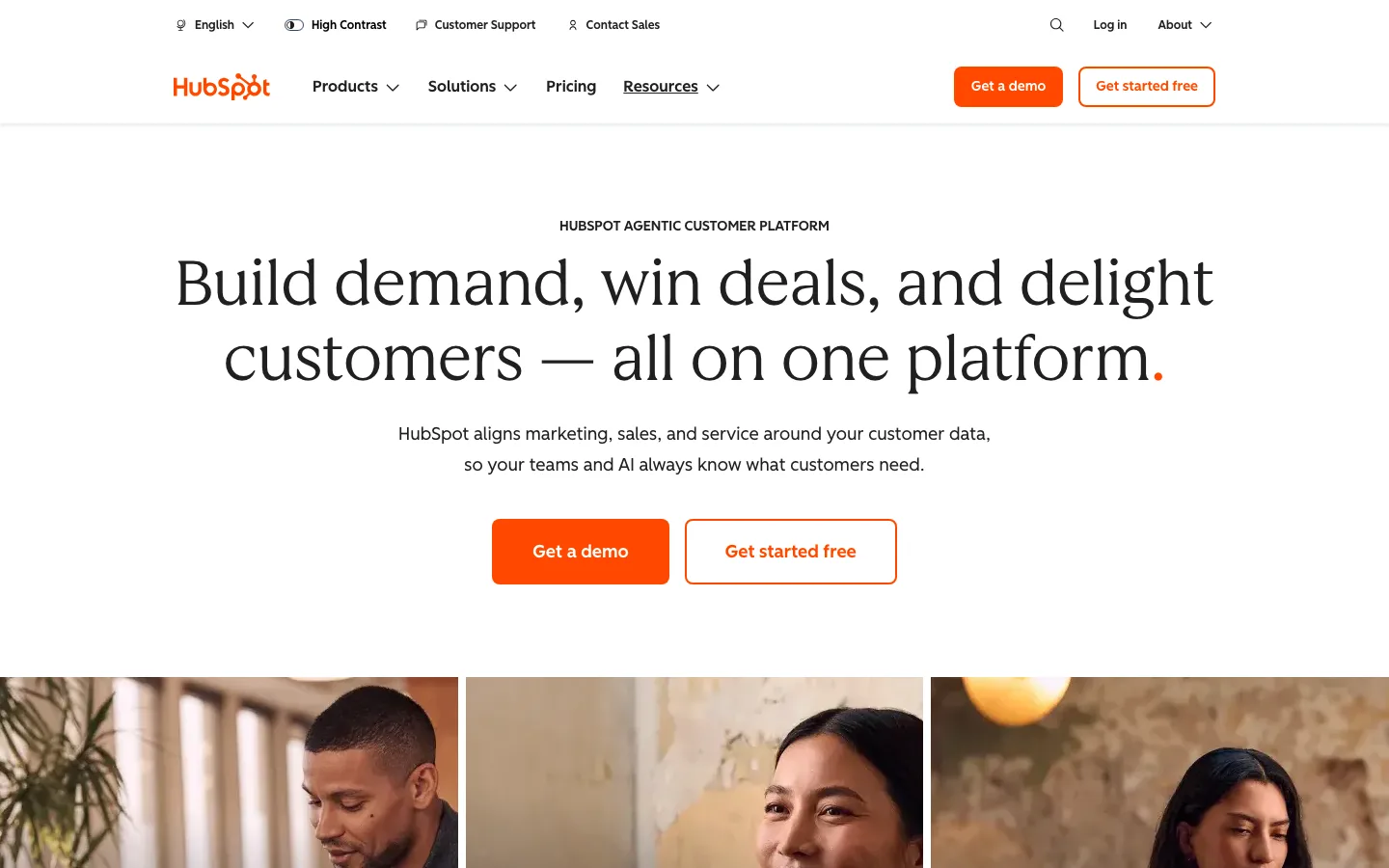 Página de inicio de HubSpot