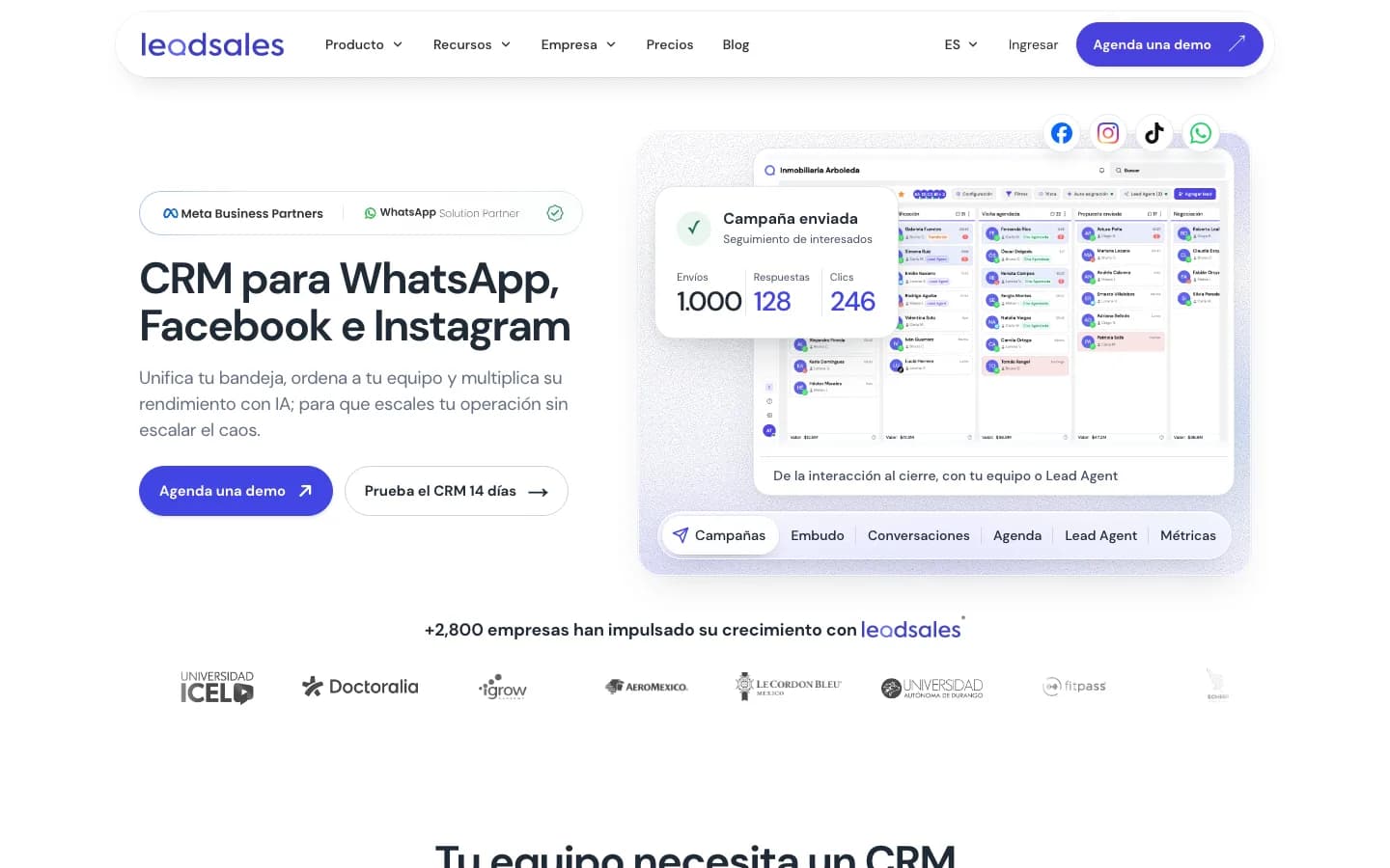 Página de inicio de Leadsales
