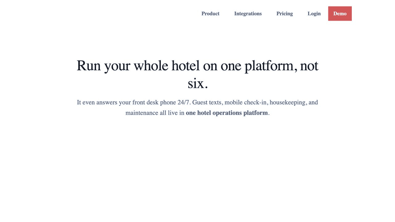 HelloShift hotel operations platform homepage