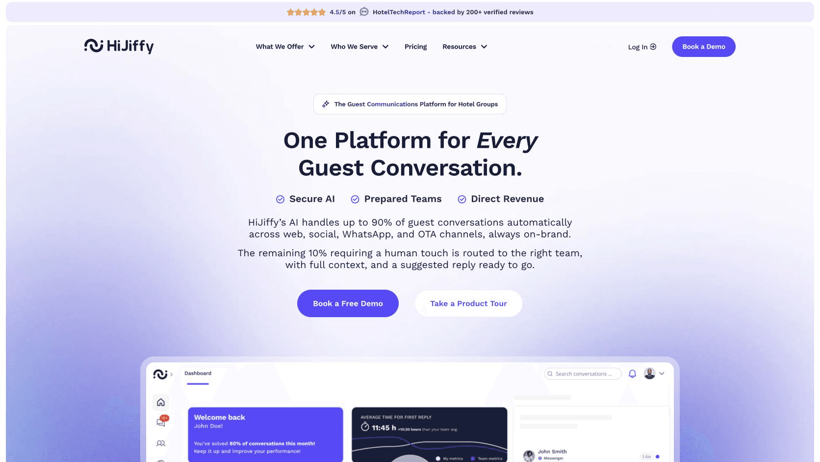 HiJiffy guest communications platform homepage