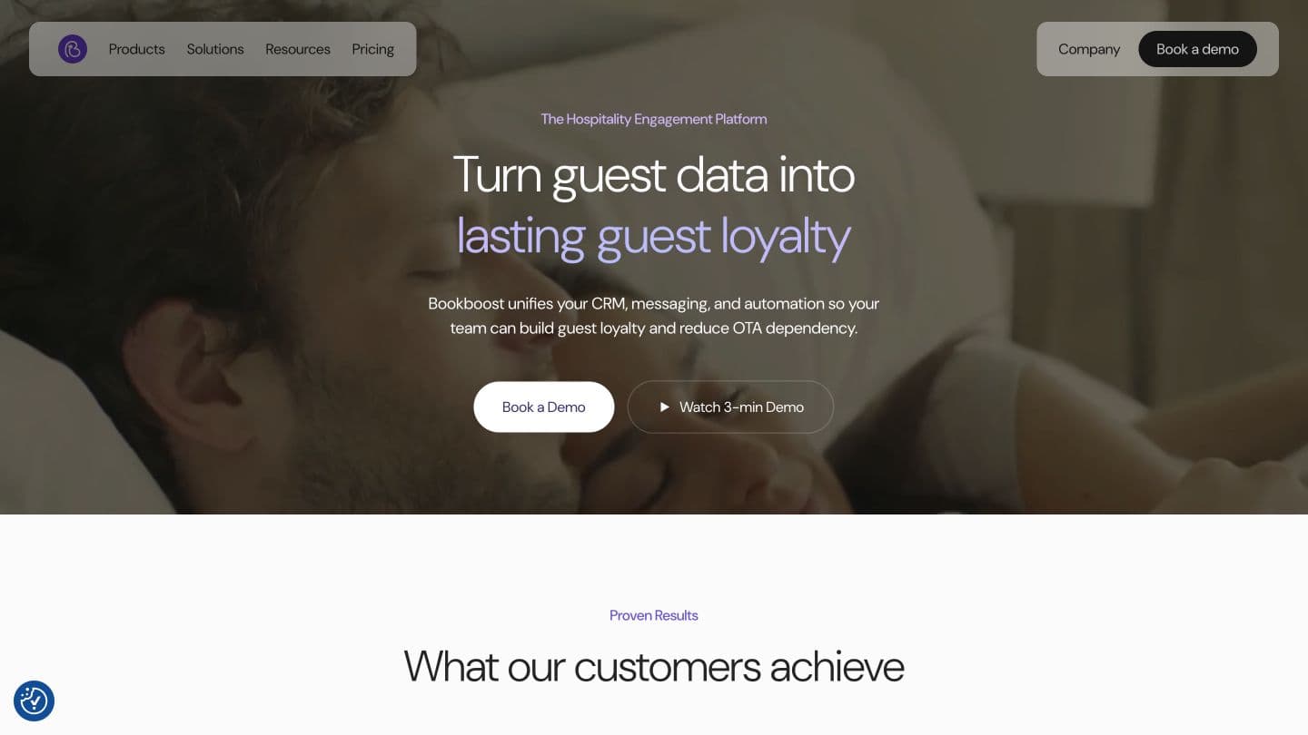 Bookboost website showing its AI Agent for guest service