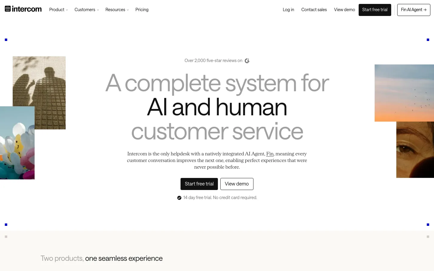 Intercom homepage