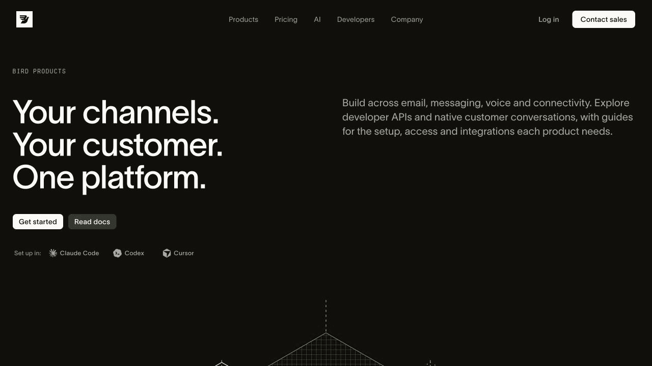 Página de productos de Bird con su plataforma de comunicaciones