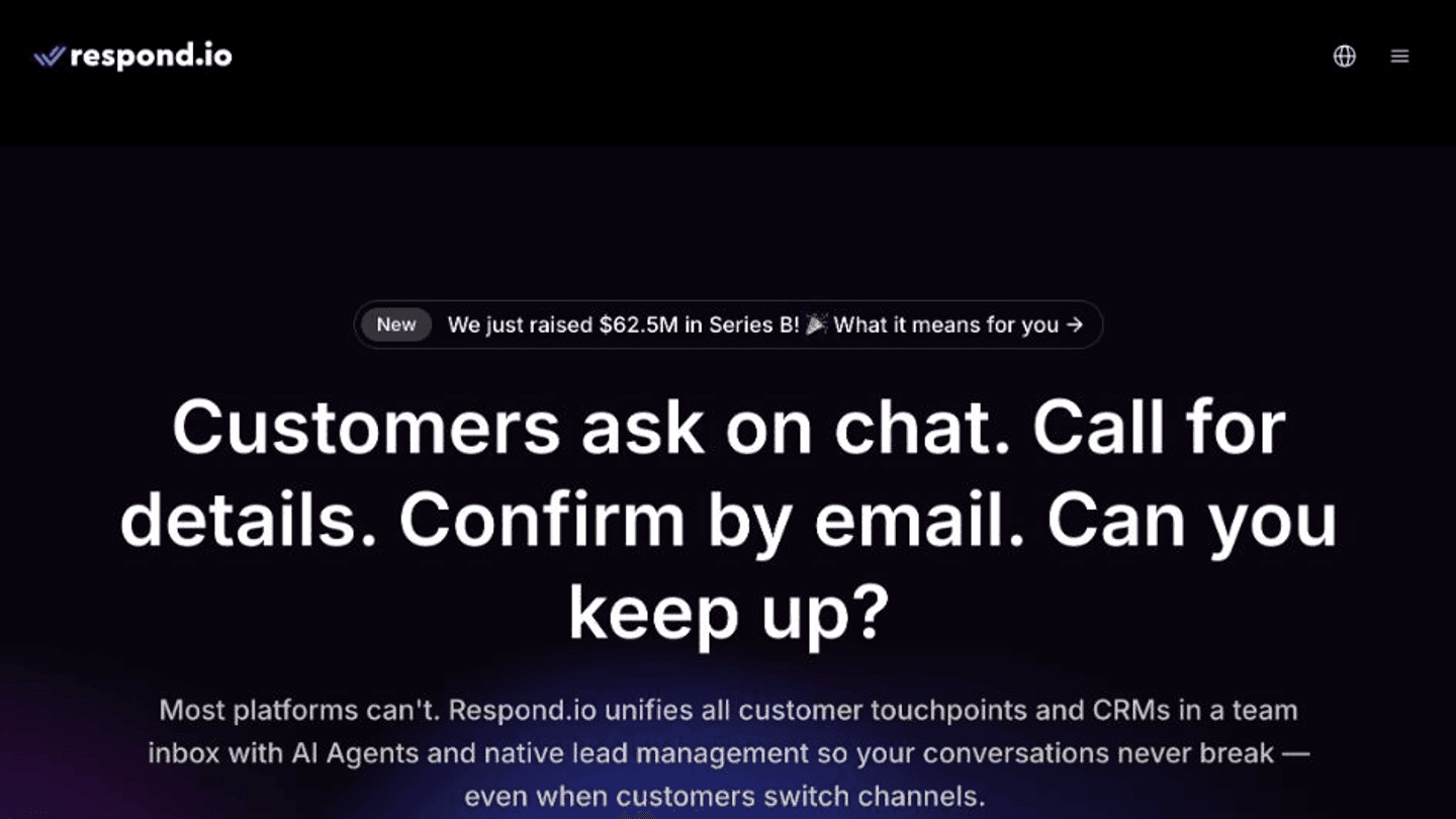 respond.io homepage
