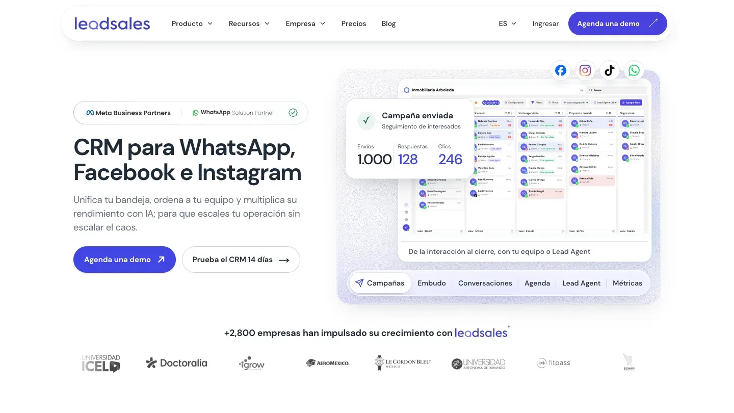 Página de inicio de Leadsales