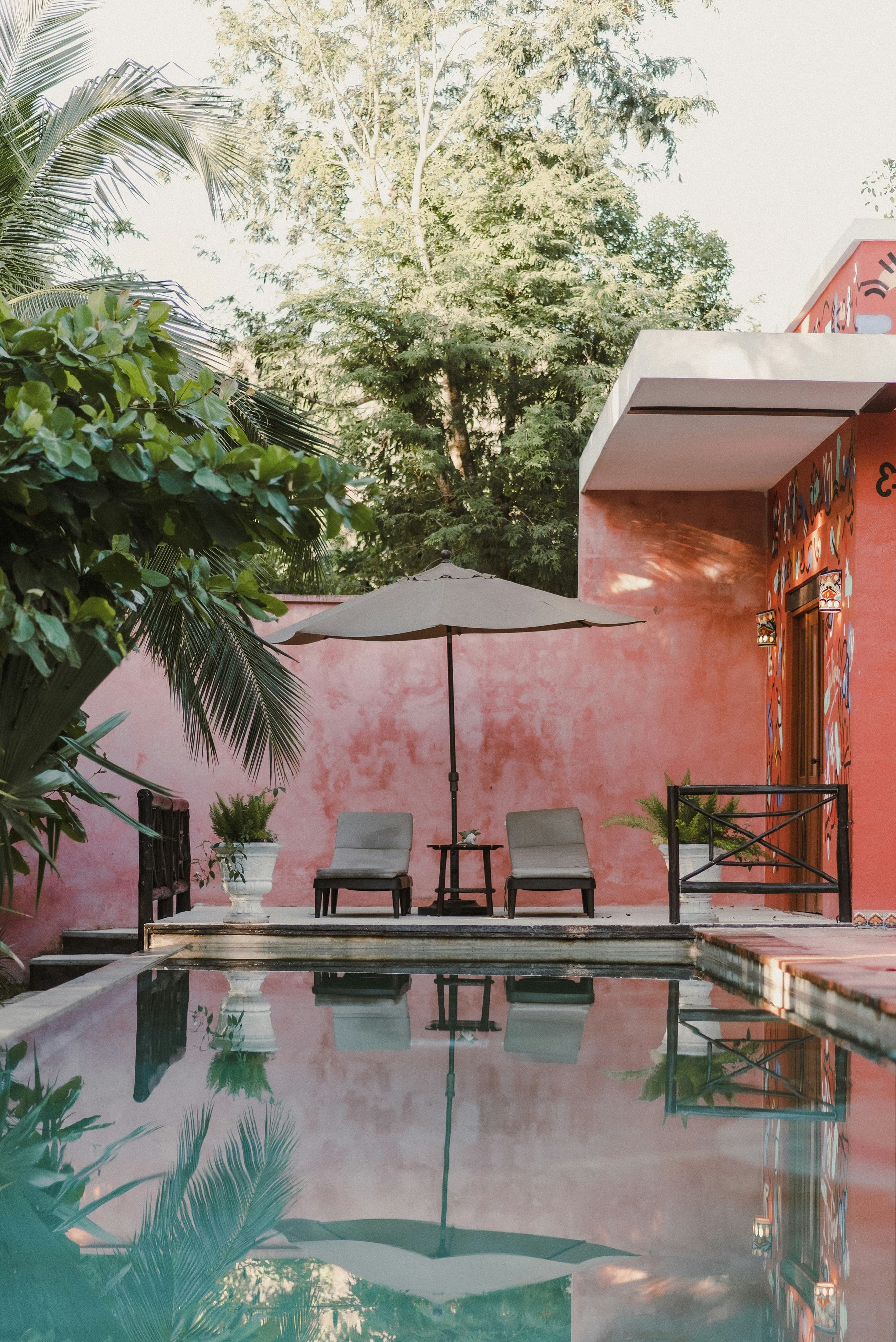 Boutique hotel pool and courtyard