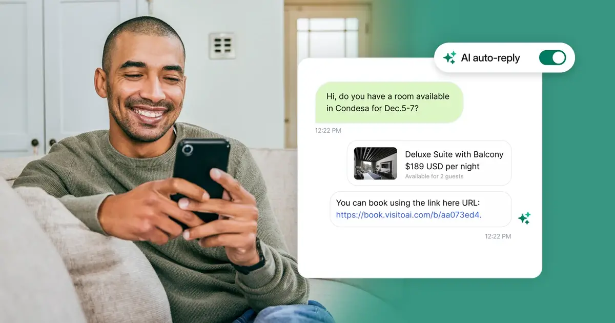 Visito AI-powered guest messaging example from Cloudbeds